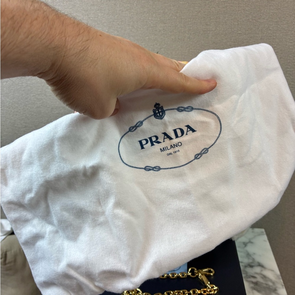 NWT Authentic Prada Re-Edition Beige White Shearling Shoulder Bag - Retail $4000 - Picture 12 of 14